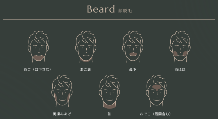 名古屋 メンズ顔脱毛 部位